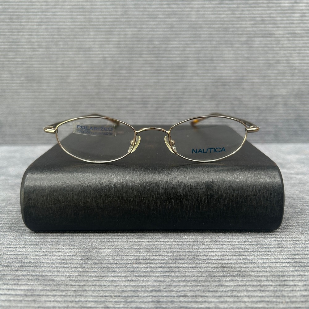 Nautica N7095 020 Gold Oval Y2k Eyeglass Frames 46-19-135 Metal Glasses